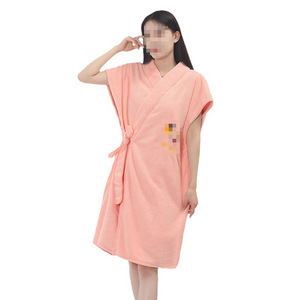 Bata de Baño de Felpa Coral para Mujer, Manga Corta, Tejido de Rizo Absorbente de Secado Rápido, Ropa de Dormir - Product Image 5