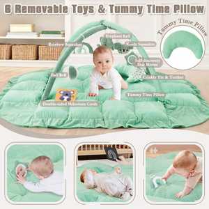 Alfombrillas de Juego para Bebés, Alfombrilla de Peluche Gruesa para el Tiempo Boca Abajo con 5 Juguetes, Centro de Actividades para Bebés Grandes, Regalo para Recién Nacidos - Product Image 3