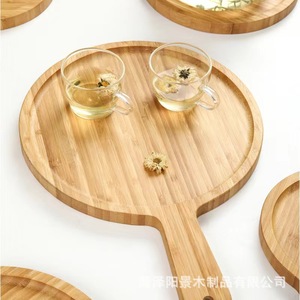 Ensemble d'assiettes à steak en bambou, plateau rond pour servir la pizza, le pain, le gâteau, le thé, les pâtisseries, la nourriture occidentale, style simple, 4 tailles - Product Image 3