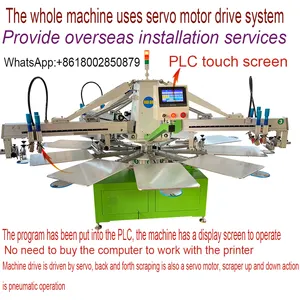 On T Shirts 3 Color 8 Station Automatic Carousel Silkscreen Printer Screen Printing Machines