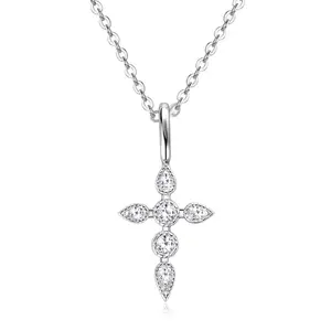 Nabest Women Good Quality Jewelry 925 Sterling Silver Cross Charm Necklaces Moissanite Chokers Necklaces