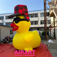 Canard gonflable pour décoration de fête, canard gonflable avec chapeau et lunettes noires