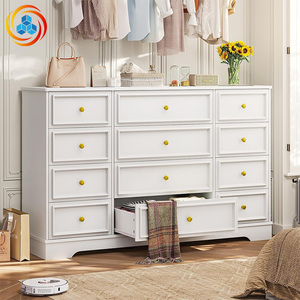Cómoda Blanca de 12 Cajones con Tiradores Dorados, Cómoda Moderna para Dormitorio y Entrada, Organizador de Almacenamiento - Product Image 2
