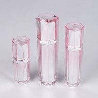 Bouteilles et bocaux d'emballage cosmétique de luxe rose et argent 30g 50g en plastique acrylique avec pompe et joint pour lotion de soin de la peau