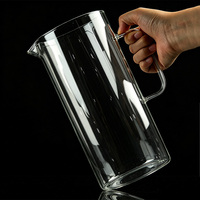 Carafe en verre pour boissons avec couvercle en bambou, transparente, pour eau, jus, thé glacé, café froid, pour la maison, l'hôtel, logo personnalisé, vente en gros