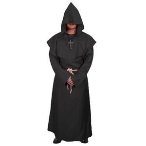 Conjunto de Túnica de Monje Medieval para Hombre, Disfraz con Capucha Larga, Cruz y Cinturón de Cuerda, Traje de Cosplay para Halloween - Product Image 5