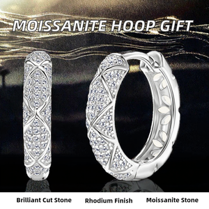 Boucles d'oreilles créoles de luxe en argent sterling S925 plaqué platine, avec moissanite VVS1 certifiée GRA, pour femme, bijoux fins, mariage - Product Image 2