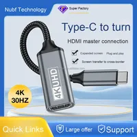 Cable de Extensión de PVC con Conector Tipo-C Macho-Hembra de Alta Definición 4K 4K30Hz para Cine en Casa y Computadora