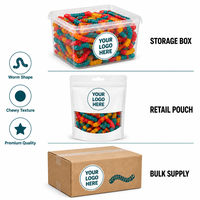 Bonbons Gommeux en Forme de Vers Bicolores à Texture Segmentée, Bonbons Gommeux Moelleux Saveurs de Fruits Assorties, Lot en Gros