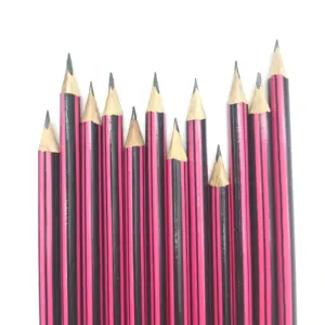 Розово-красный и черный треугольный логотип на заказ деревянные карандаши HB 2B лучший продавец для школьников и офисных подарков с ластиками