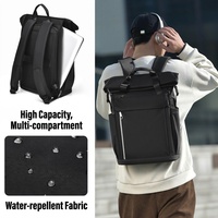 Sac à dos décontracté pour ordinateur portable 15,6 pouces, tendance et léger, résistant à l'eau, multi-poches, avec rabat, idéal pour les voyages et l'école