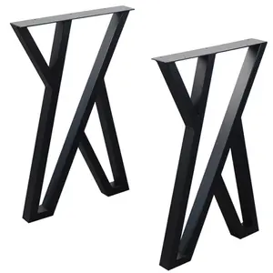 Siyah çelik masa ayakları X dökme demir ayarlanabilir kahve yemek masası tabanı ferforje <span class=keywords><strong>Metal</strong></span> ayaklı masa - Product Image 5