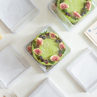 Couvercles de boîtes carrées personnalisées de qualité alimentaire en plastique transparent pour emballage de desserts, gâteaux, muffins, crêpes, desserts, boulangerie, transporteurs de gâteaux de 5 pouces