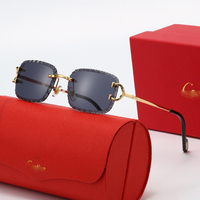 Lunettes de soleil de créateur 2026 UV400 en métal, style chariot de courses, avec logo, monture sans cerclage taillée diamant, lunettes de soleil tendance