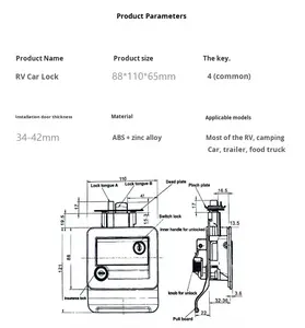 Serrure mécanique en alliage <span class=keywords><strong>de</strong></span> zinc et plastique pour <span class=keywords><strong>camping</strong></span>-<span class=keywords><strong>car</strong></span>, caravane, <span class=keywords><strong>camping</strong></span>, voyage, remorque, camion <span class=keywords><strong>de</strong></span> restauration et portes <span class=keywords><strong>de</strong></span> tracteur - Product Image 5