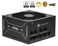 MSI MAG A650GLS PCIE5 ATX3.0 Modular penuh 80 PLUS Emas ATX 3.1 & PCIe 5.1 Psu kebisingan rendah untuk Psu Desktop Pc asli