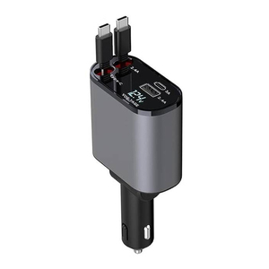66W Ce Ul Fcc Rohs Electric Retractable Car Adapter 4 in 1 <strong>Multi</strong> Usb C Universal Car <strong>Charger</strong> Type C and Usb - Product Image 1