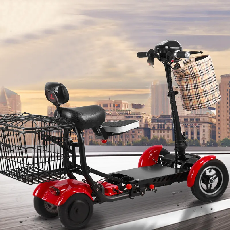 2 koltuk hafif taşınabilir scooter elektrikli katlanabilir hareketlilik scooter elektrikli 4 tekerlekli
