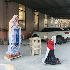Statue <span class=keywords><strong>de</strong></span> la Vierge Marie Sacré-Cœur <span class=keywords><strong>de</strong></span> <span class=keywords><strong>Lourdes</strong></span> et <span class=keywords><strong>de</strong></span> Sainte Bernadette en marbre coloré sur mesure pour église - Product Image 6