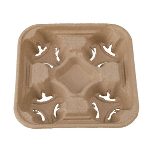 Portavasos Desechable de Fibra de Pulpa para Café, Té y Bebidas Calientes, Bandeja Portavasos de Papel para Llevar, para 2/4 Vasos - Product Image 1