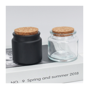 Vente en gros de pot à bougie en cire de verre vide transparent blanc noir mat de 8 oz 10 oz 14 oz à large ouverture avec couvercle en liège en <span class=keywords><strong>bois</strong></span> - Product Image 4