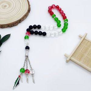 Tasbih con Bandiera Palestinese da 10mm, Bracciale Islamico con 33 Perle, Gioiello Trendy, Regalo di Preghiera Musulmana, Perle Acriliche da 10mm Palestina - Product Image 3