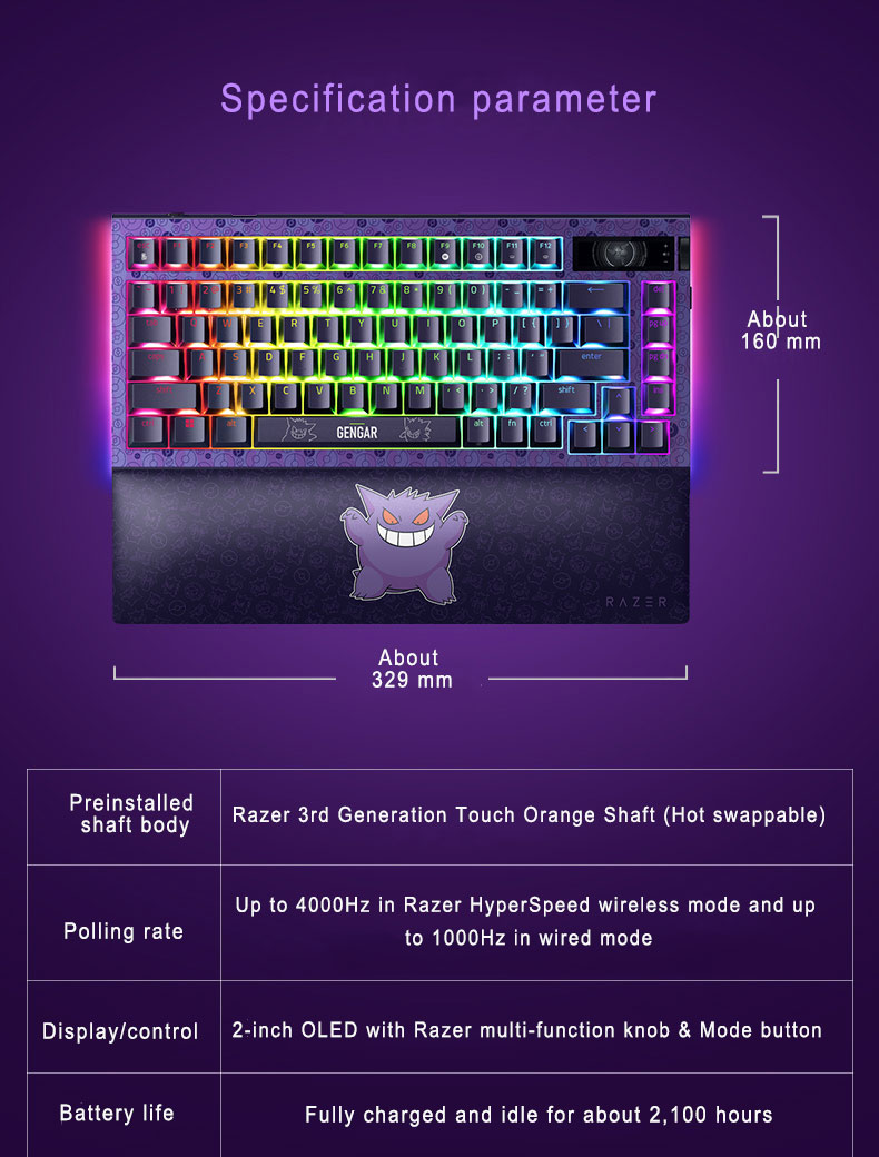 Razer BlackWidow V4 Pro Gengar Edition Wireless Gaming Keyboard