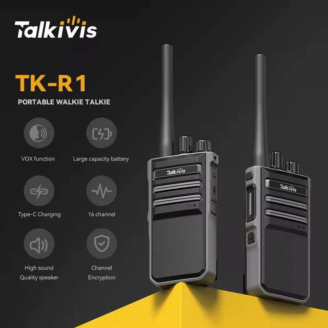 Talkivis TK-R1 Radio UHF Handheld Walkie Talkie with Small Walkie Talkie Long Range Large Capacity Battery Type-c Walkie Talkie