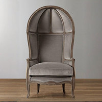 Chaise cage à oiseaux de style provincial français en gros de Yicheng / Chaise œuf en lin en bois massif, chaise dôme de loisirs à vendre