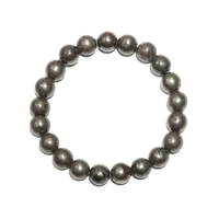 Bracelet de créateur en perles de pyrite naturelle authentique de 8 mm, style vintage, extensible, en cristal de guérison - Certifié par une tierce partie