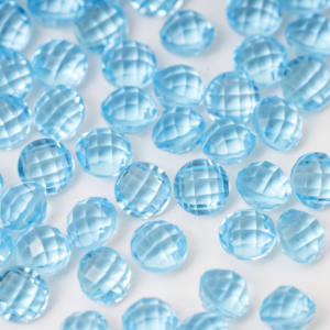 ジェムズカスタムラウンドダブルチェッカーカットアクアブルーガラスカラールーズジェムストーンガラスストーン - Product Image 3