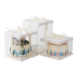 Caixa Transparente Durável para Bolo de Aniversário 6/<span class=keywords><strong>8</strong></span>/10/12 Polegadas Design Quadrado Extra Alto Embalagem Segura para Alimentos - Product Image 1