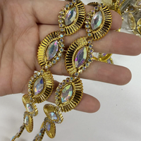 Ruban décoratif en dentelle pour vêtements, plaqué argent et or, avec strass en plastique acrylique, pour costumes de carnaval et projets DIY (vente en gros)