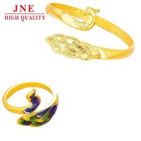 Ouverture du Vietnam Bracelet pour femme en or plaqué cuivre Bague paon Costume cloisonné