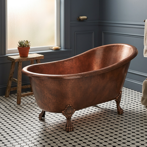 Baignoire autoportante de luxe en cuivre à pattes de chat, ovale et portable, pour salle de bain, hôtel, villa - Indian Home Cafts - Product Image 1
