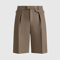 Shorts de costume plissés kaki sur mesure pour hommes, coupe large, longueur mi-cuisse, style formel, pour le bureau et le quotidien, personnalisables OEM