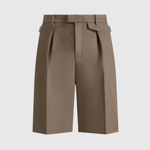 Pantaloncini da <span class=keywords><strong>Uomo</strong></span> Eleganti a Pieghe Color Kaki, Gamba Larga, su Misura, <span class=keywords><strong>Bermuda</strong></span> Formali a Metà Coscia per Ufficio e Stile Quotidiano - Product Image 3
