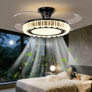 Ventilador de techo con luz, control remoto, motor de cobre, aspas de PVC, lámpara LED inteligente para dormitorio y sala de estar - Product Image 1