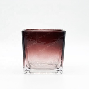 Hongyu 8Oz Gradient Nâu Quảng Trường Hổ Phách Nến Thủy Tinh Jar Với Nắp Bóng Cho Giáng Sinh Thơm Nến Làm Chủ Sở Hữu Đèn Lồng - Product Image 1