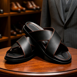 Sandalias Cruzadas con Tiras para Hombre, de Cuero Genuino, Suela de EVA, Estilo Casual de Verano - Product Image 3
