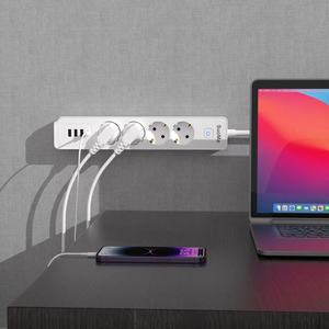 ปลั๊กพ่วง 4 ช่องเสียบแบบ EU พร้อมสวิตช์ 3 พอร์ต USB 1 พอร์ต Type-C 16A ปลั๊กพกพา มาตรฐาน GS CE และ RoHS - Product Image 4