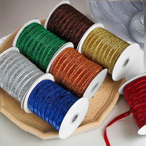 Ruban en satin de chiffon métallique élastique de haute qualité de 1 cm, écologique, coloré, pour anniversaire, Pâques, Noël, fête, mariage - Product Image 2