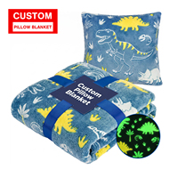 Couverture lumineuse personnalisée avec oreiller, motif licorne et dinosaure, effet magique qui brille dans le noir, couverture en gros pour chambre d'enfant