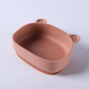 Assiette en silicone style ours de dessin animé, bol pour bébé avec ventouse manuelle, vaisselle de protection - Product Image 4