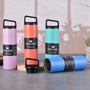 Bouteille d'eau isotherme en acier inoxydable 304 de 500 ml, gourde de sport portable avec couvercle à poignée, tasse droite élégante - Product Image 1