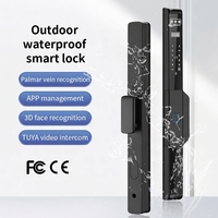 Cerradura Inteligente para Puerta de Aluminio DQ04, con Control Remoto por Aplicación Tuya, Resistente al Agua, para Exteriores, con Reconocimiento Facial 3D, Color Negro, 3200 mAh