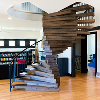 Escalier superposé en marbre, design à niveaux, solution complète pour villa, loft, duplex, style luxe léger, panneaux en verre et pierre préfabriqués pour la maison
