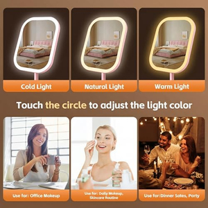 Miroir de Maquillage LED Moderne de Bureau avec 3 Couleurs de Lumière, Miroir Tactile pour Femmes, Miroir de Coiffeuse pour Chambre à Coucher - Product Image 3