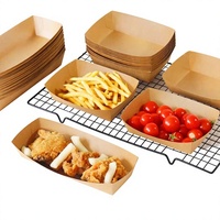 Boîte en papier kraft en forme de bateau, de qualité alimentaire, jetable, très résistante, idéale pour les frites, les snacks et les plats à emporter