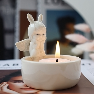İskandinav rüzgar seramik melek mum standı oturma odası yatak TV kabine romantik mum dekorasyon adet - Product Image 3